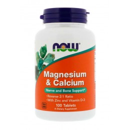 NOW. Magnesium & Calcium with Vitamin D3 - 100 таб